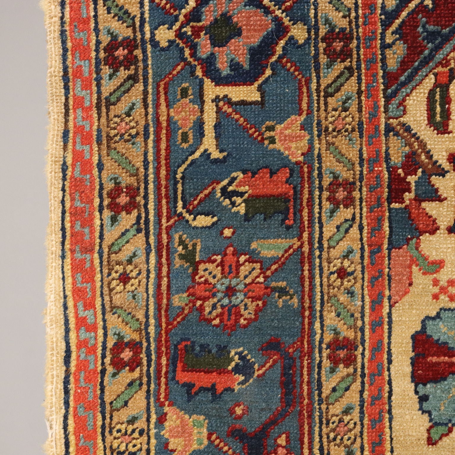 Vintage Heriz Carpet Iran 1940s-50s Furnishing Cotton Wool Big Knot - 115x79 In | Antiques  Carpets