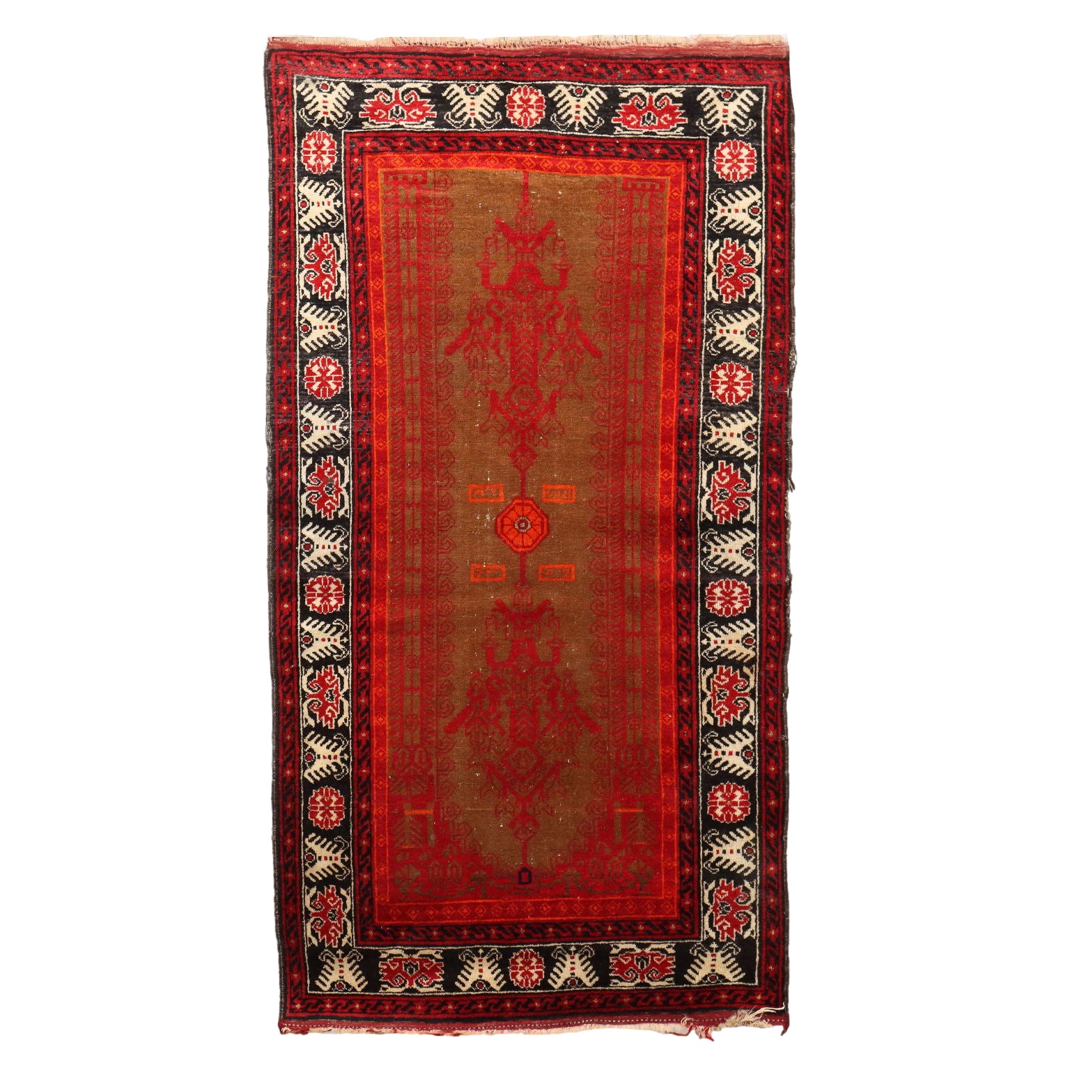 Vintage Beluchi Carpet Iran Cotton Wool Fine Knot Handmade - 71x37 In | Antiques  Carpets