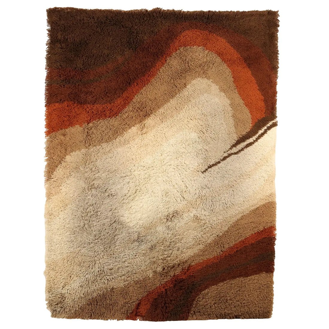 Vintage Shaggy Carpet Wool Big Knot Machine Made - 88 x 67 in | Modernism | Complements