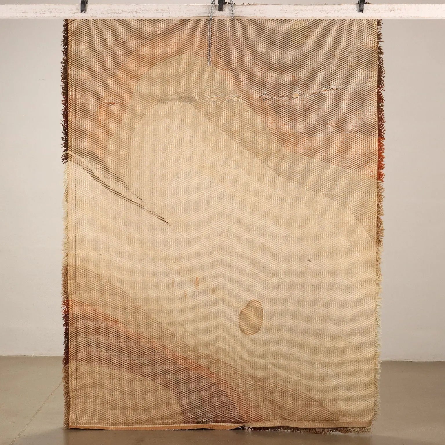 Vintage Shaggy Carpet Wool Big Knot Machine Made - 88 x 67 in | Modernism | Complements