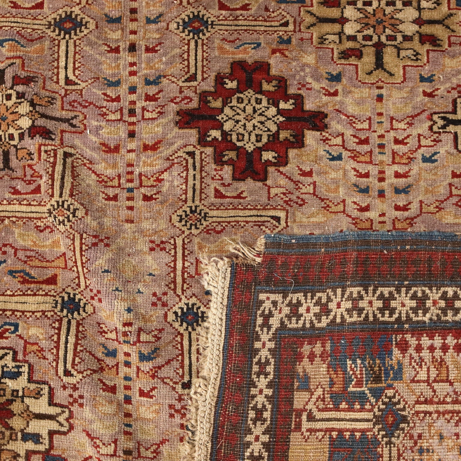 Ancient Asian Carpet Wool Thin Knot Handmade - 107x58 In | Antiques  Carpets