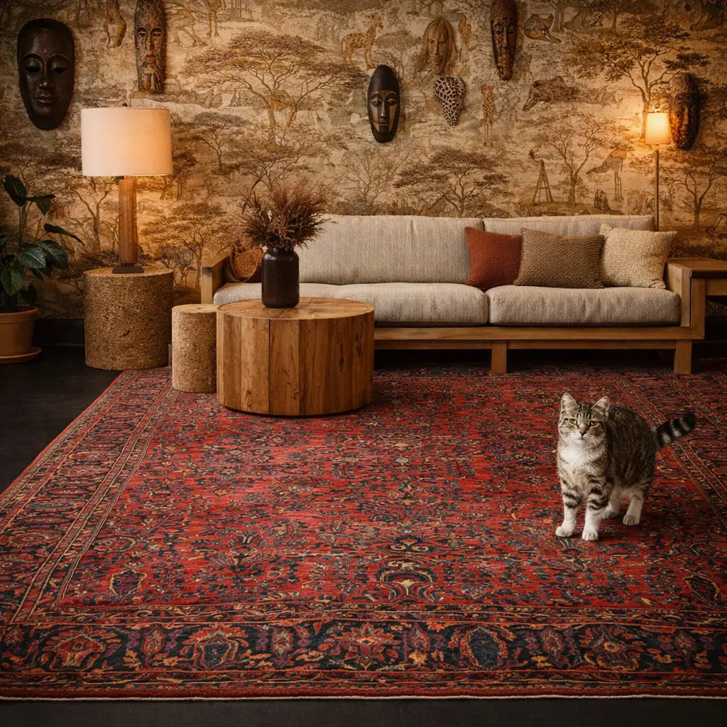American Saruk Rug in Cotton and Wool - 360x262 cm
