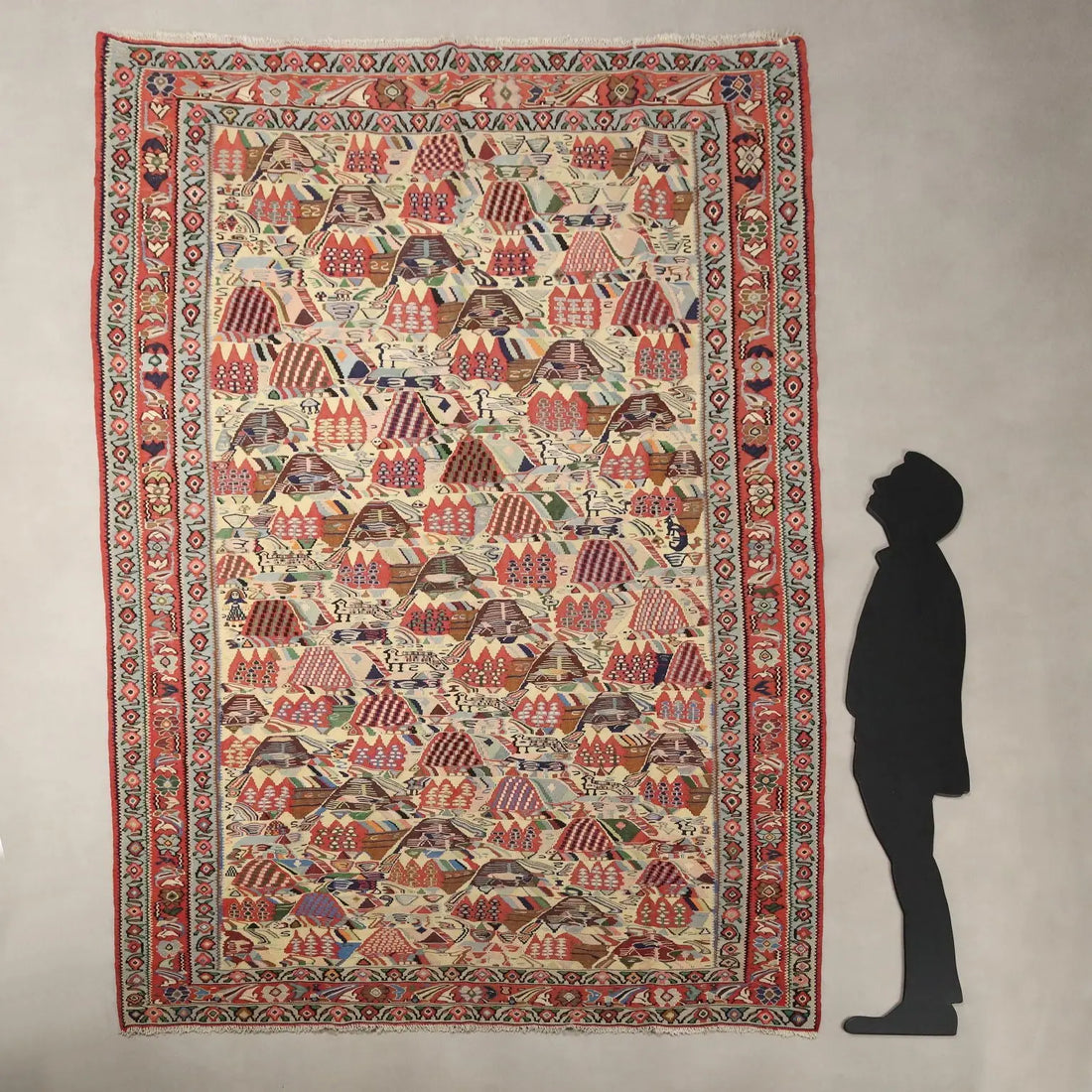 Antique Asian Carpet Cotton Wool Extra Thin Knot 114 x 75 In - 114 x 75 In | Antiques | Carpets