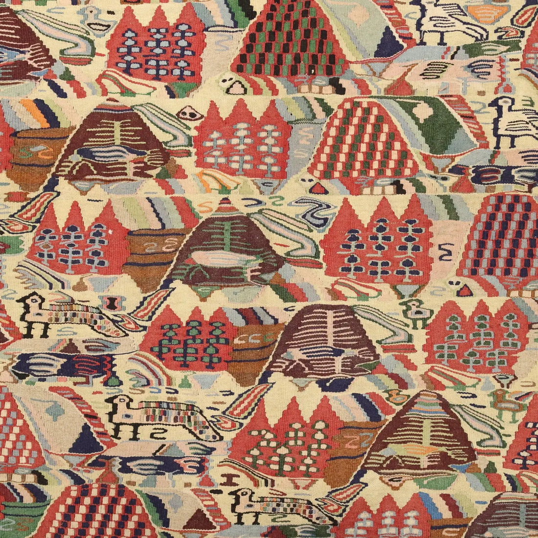 Antique Asian Carpet Cotton Wool Extra Thin Knot 114 x 75 In - 114 x 75 In | Antiques | Carpets