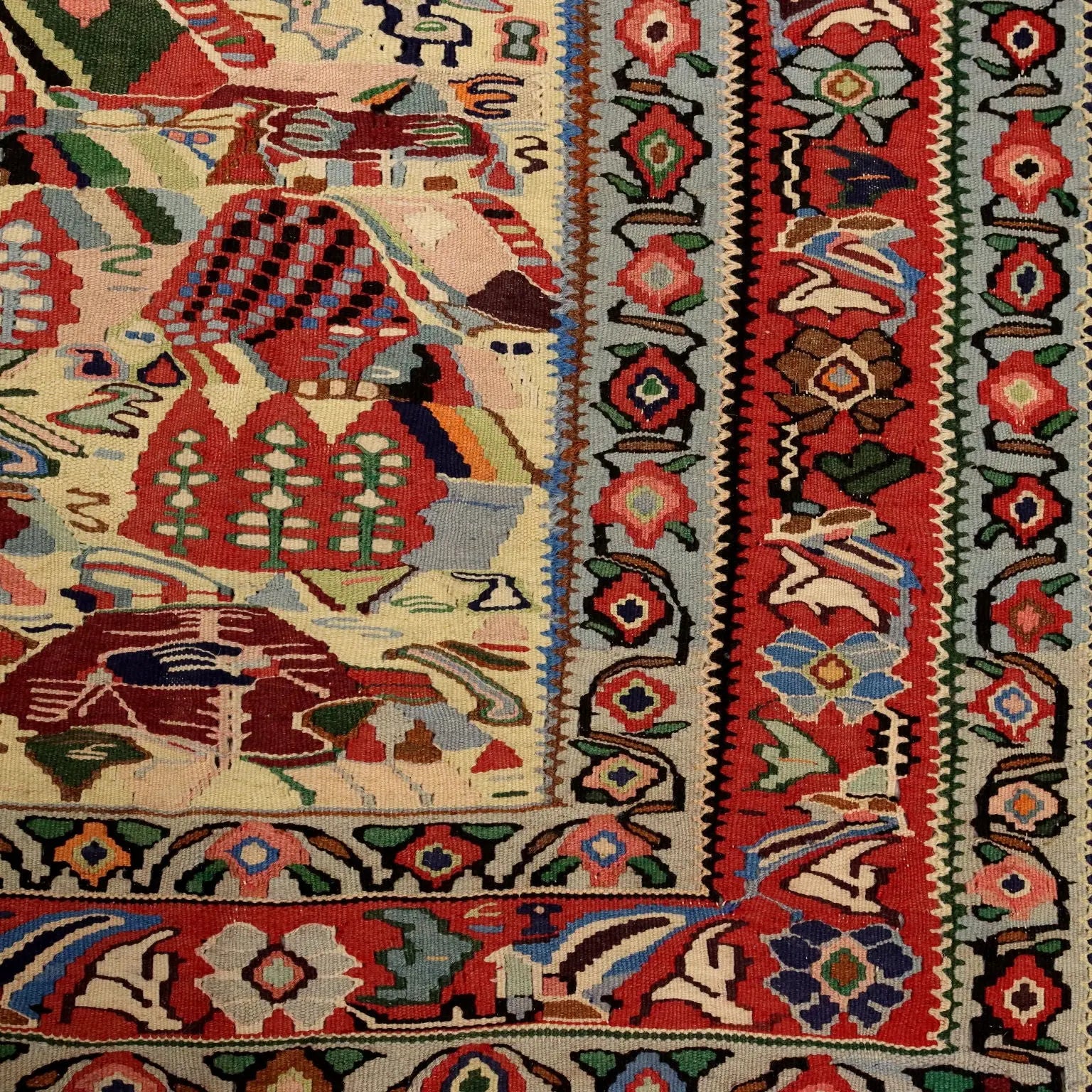Antique Asian Carpet Cotton Wool Extra Thin Knot 114 x 75 In - 114 x 75 In | Antiques | Carpets