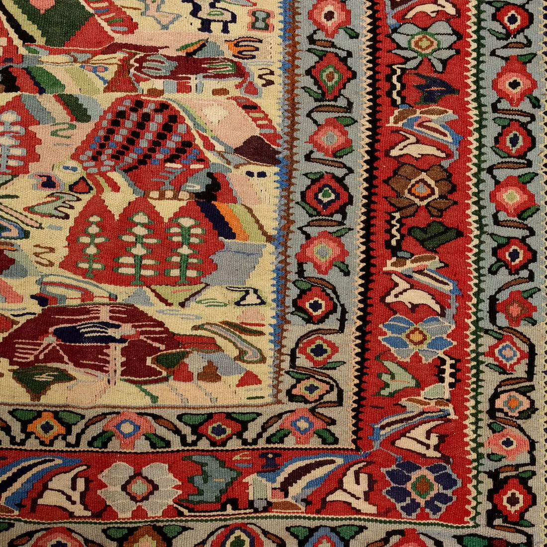 Antique Asian Carpet Cotton Wool Extra Thin Knot 114 x 75 In - 114 x 75 In | Antiques | Carpets
