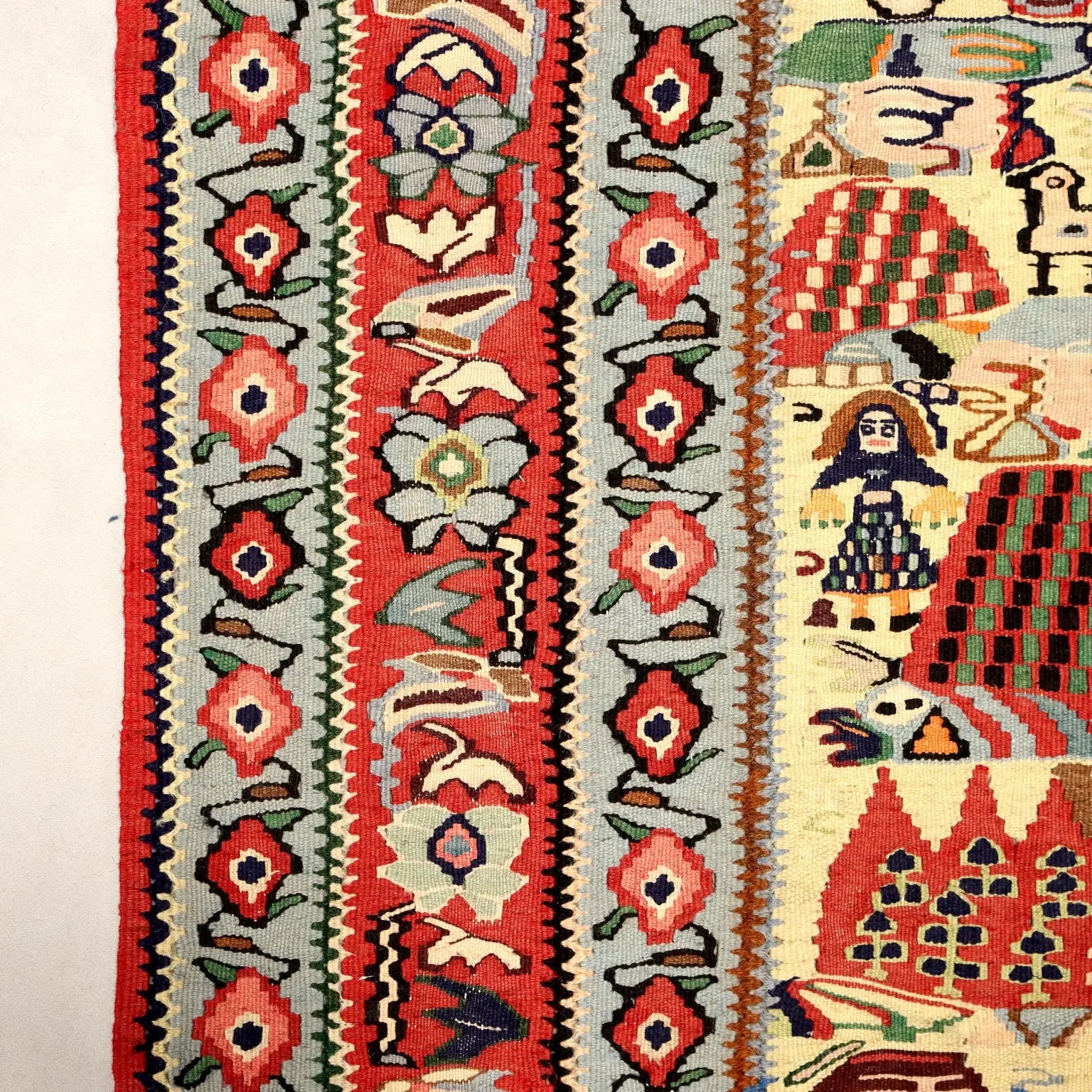 Antique Asian Carpet Cotton Wool Extra Thin Knot 114 x 75 In - 114 x 75 In | Antiques | Carpets