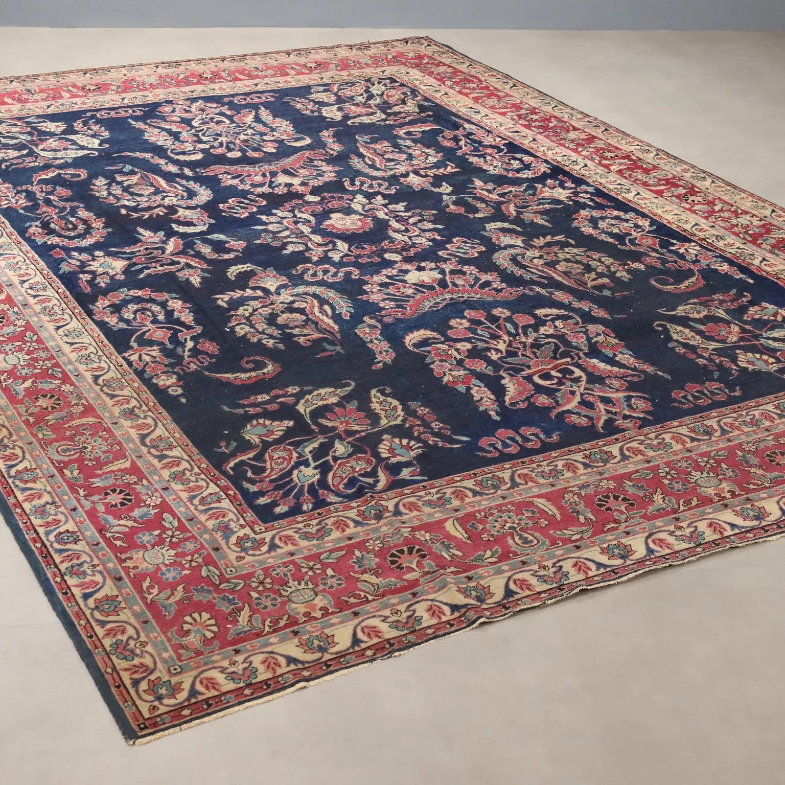 Antique Carpet Keshan Manchester Cotton Extra-Thin Knot 140 x 101 In - 140 x 101 In | Antiques | Carpets