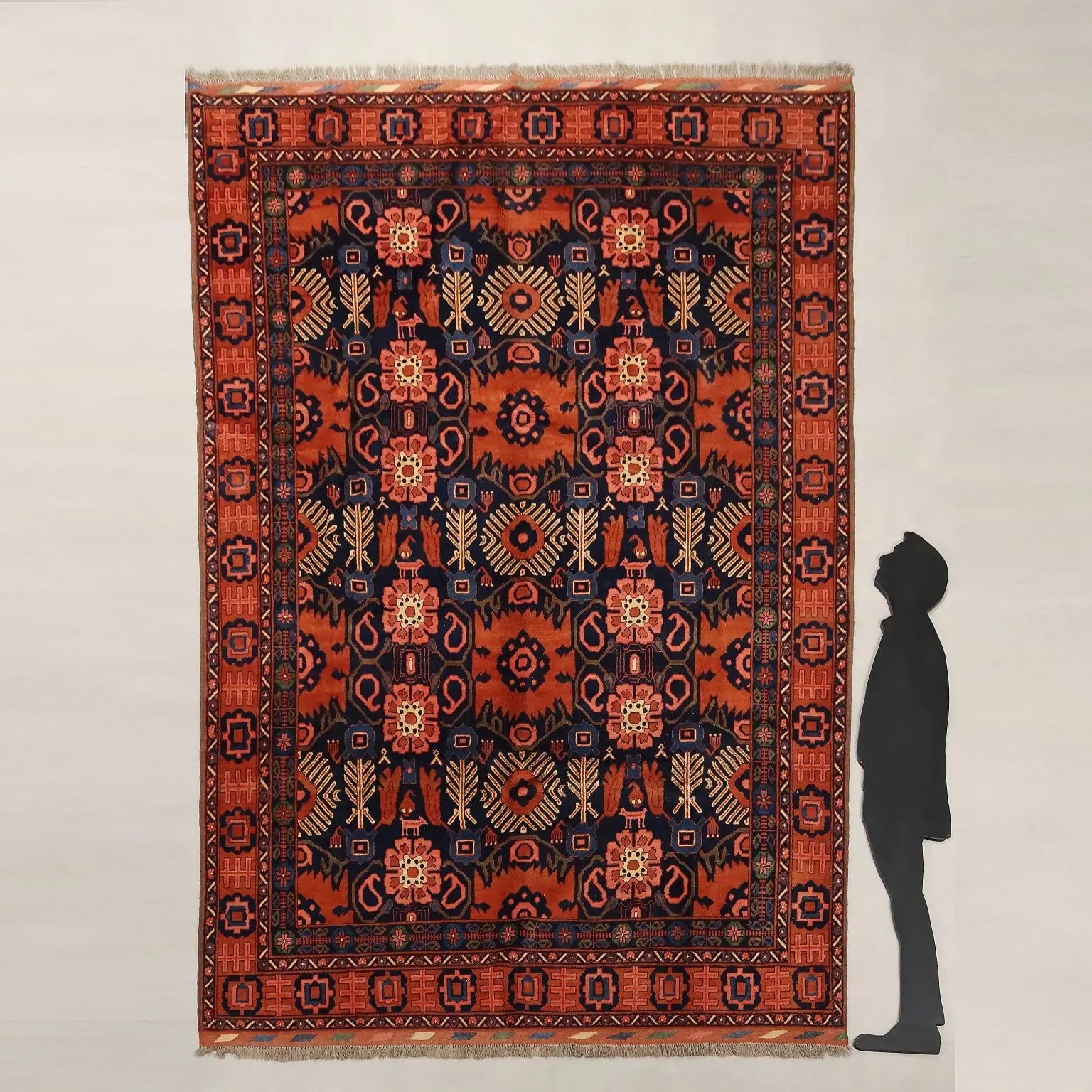 Antique Peshawar Carpet Wool Heavy Knot Handmade 126 x 98 In