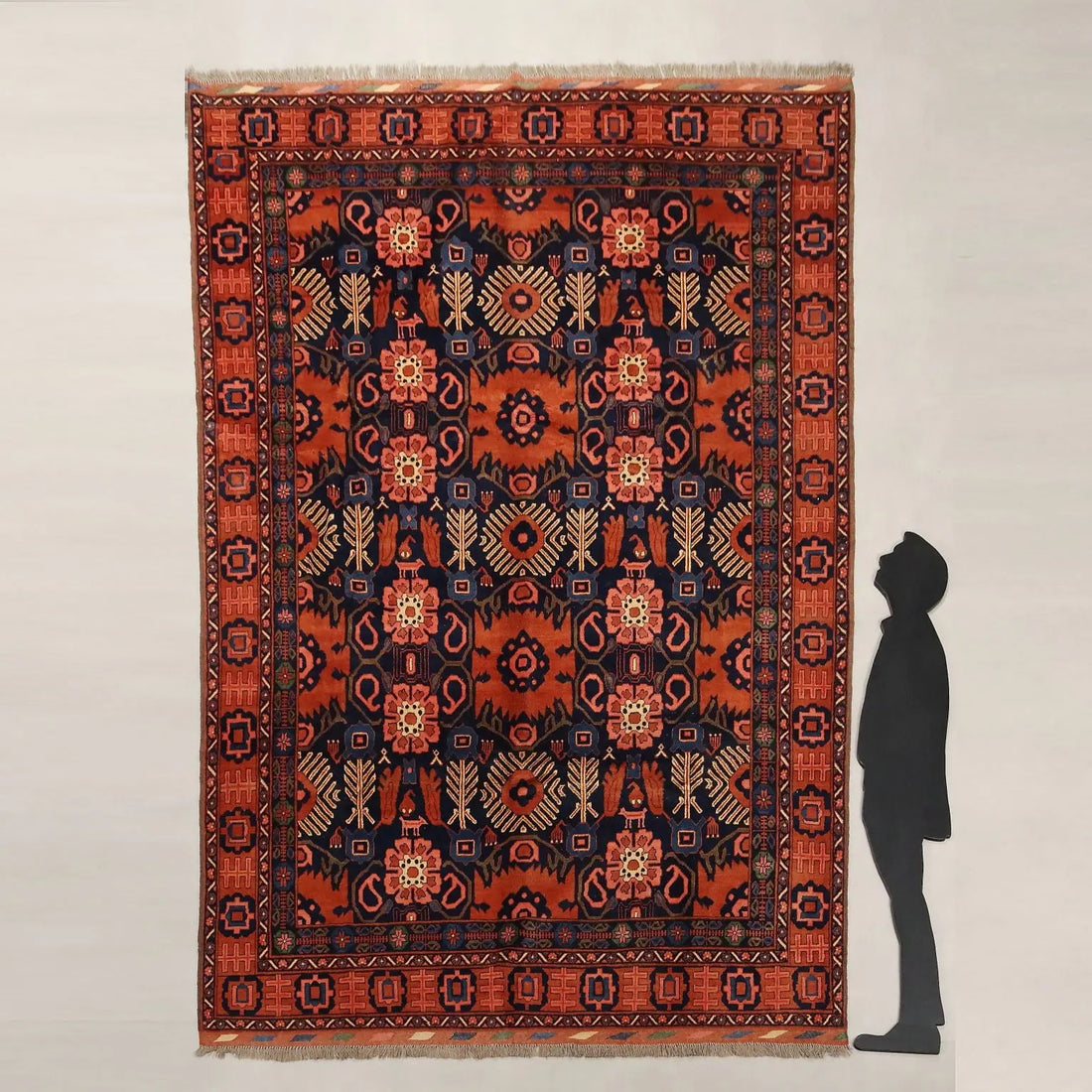 Antique Peshawar Carpet Wool Heavy Knot Handmade 126 x 98 In