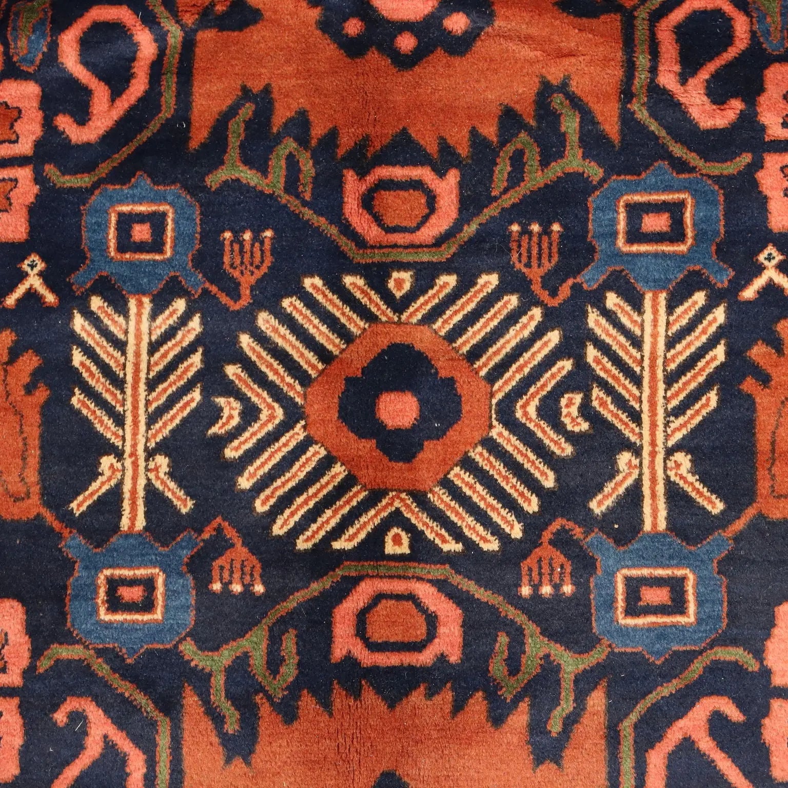 Antique Peshawar Carpet Wool Heavy Knot Handmade 126 x 98 In