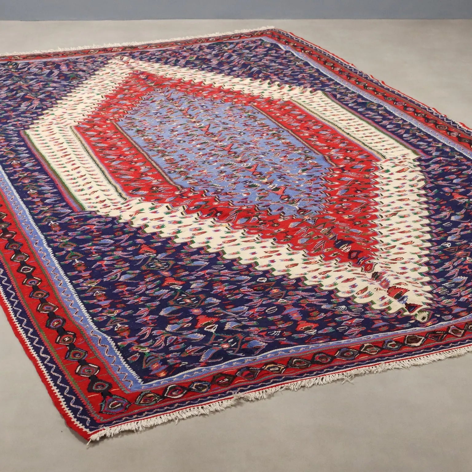 Antique Asian Carpet Cotton Wool Extra-Thin Knot 114 x 79 In - 114 x 79 In | Antiques | Carpets