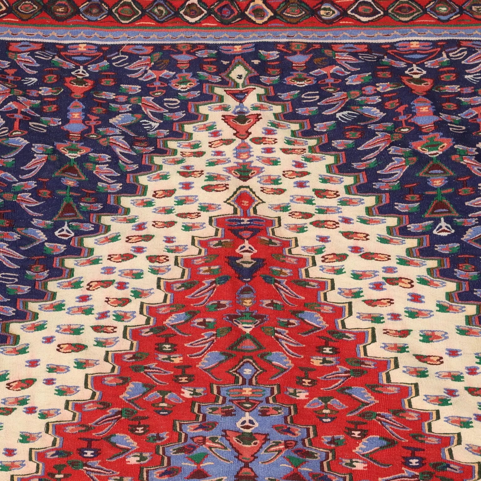 Antique Asian Carpet Cotton Wool Extra-Thin Knot 114 x 79 In - 114 x 79 In | Antiques | Carpets