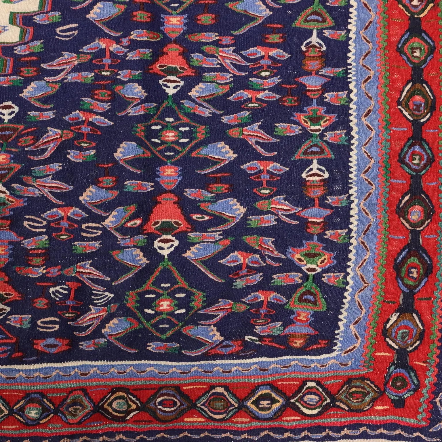 Antique Asian Carpet Cotton Wool Extra-Thin Knot 114 x 79 In - 114 x 79 In | Antiques | Carpets