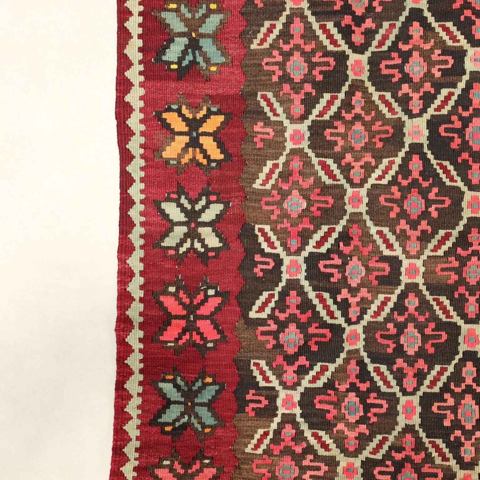 Antique Kilim Carpet Wool Extra-Thin Knot Handmade 116 x 58 In - 116 x 58 In | Antiques | Carpets