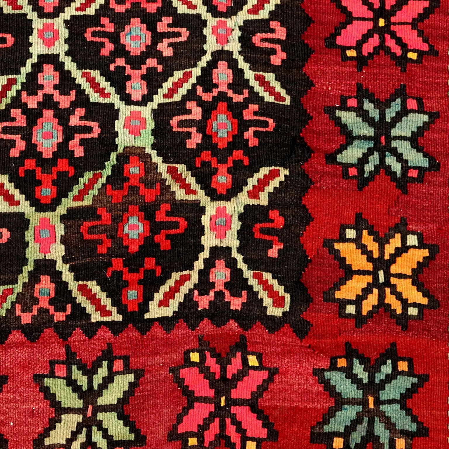Antique Kilim Carpet Wool Extra-Thin Knot Handmade 116 x 58 In - 116 x 58 In | Antiques | Carpets