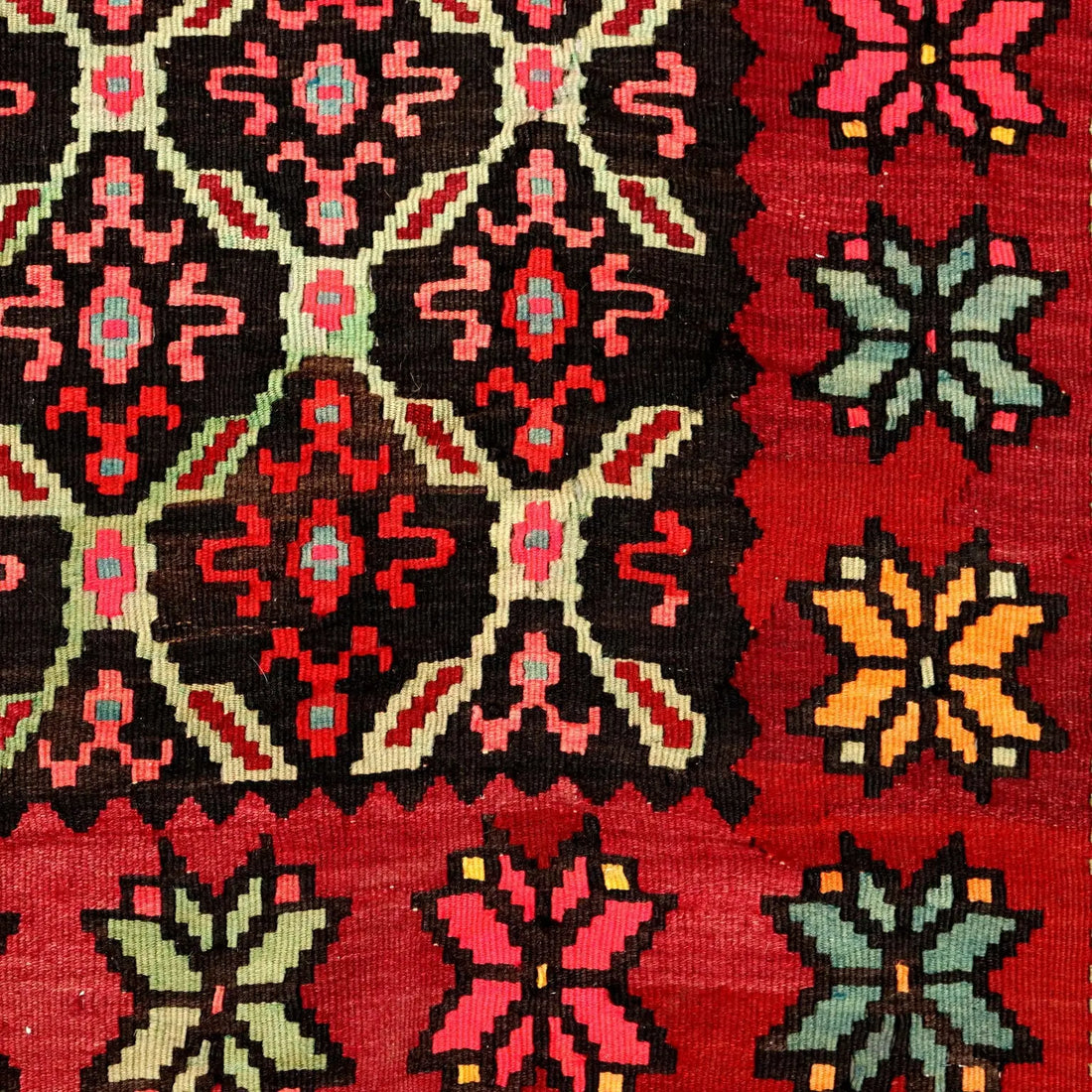 Antique Kilim Carpet Wool Extra-Thin Knot Handmade 116 x 58 In - 116 x 58 In | Antiques | Carpets