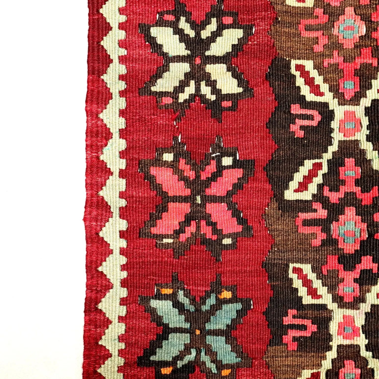 Antique Kilim Carpet Wool Extra-Thin Knot Handmade 116 x 58 In - 116 x 58 In | Antiques | Carpets