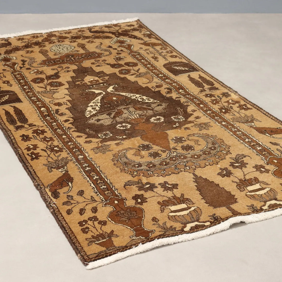 Antique Carpet Cotton Wool Heavy Knot Handmade 64 x 36 In - 64 x 36 In | Antiques | Carpets
