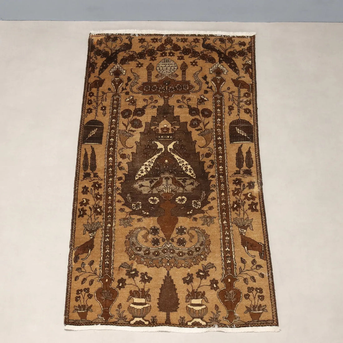Antique Carpet Cotton Wool Heavy Knot Handmade 64 x 36 In - 64 x 36 In | Antiques | Carpets