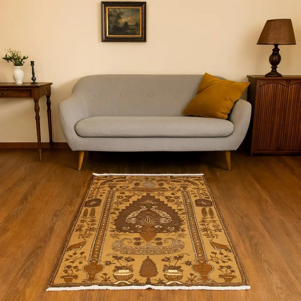 Antique Carpet Cotton Wool Heavy Knot Handmade 64 x 36 In - 64 x 36 In | Antiques | Carpets