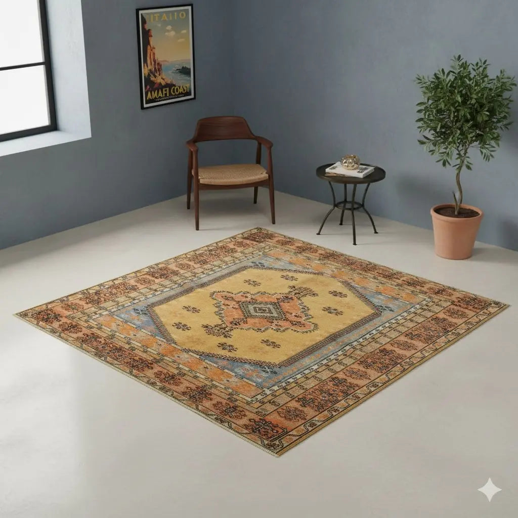 Antique Melas Carpet Cotton Wool Handmade Turkey 63 x 53 In - 63 x 53 In | Antiques | Carpets