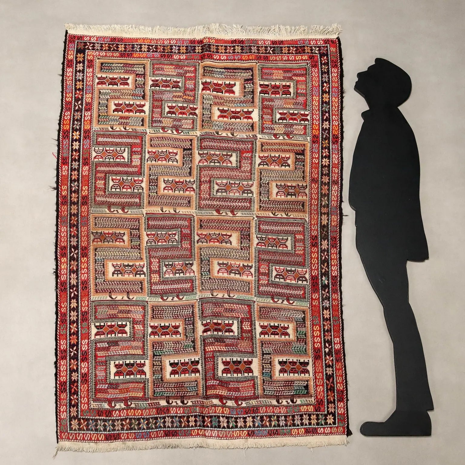 Antique Asian Carpet Cotton Extra-Thin Knot Handmade 75 x 51 In - 75 x 51 In | Antiques | Carpets