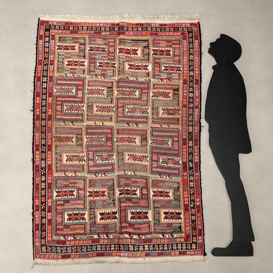 Antique Asian Carpet Cotton Extra-Thin Knot Handmade 75 x 51 In - 75 x 51 In | Antiques | Carpets