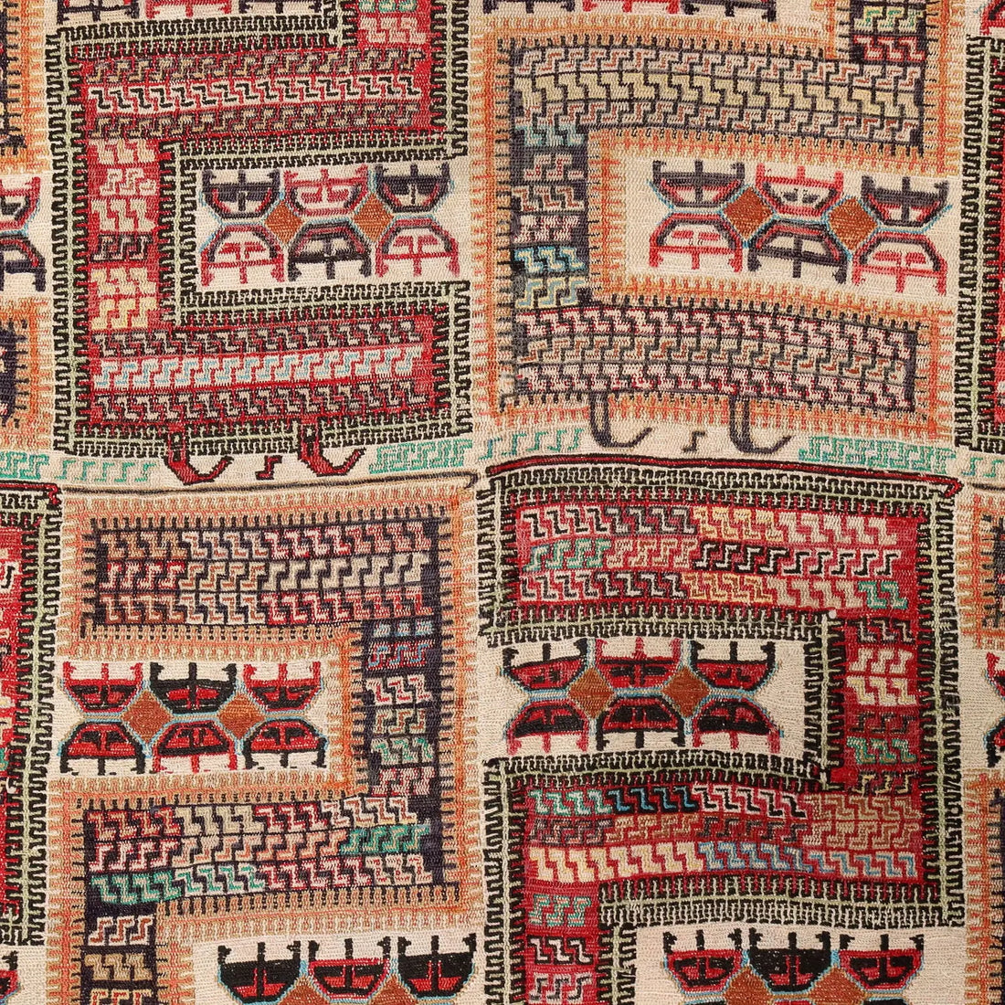 Antique Asian Carpet Cotton Extra-Thin Knot Handmade 75 x 51 In - 75 x 51 In | Antiques | Carpets