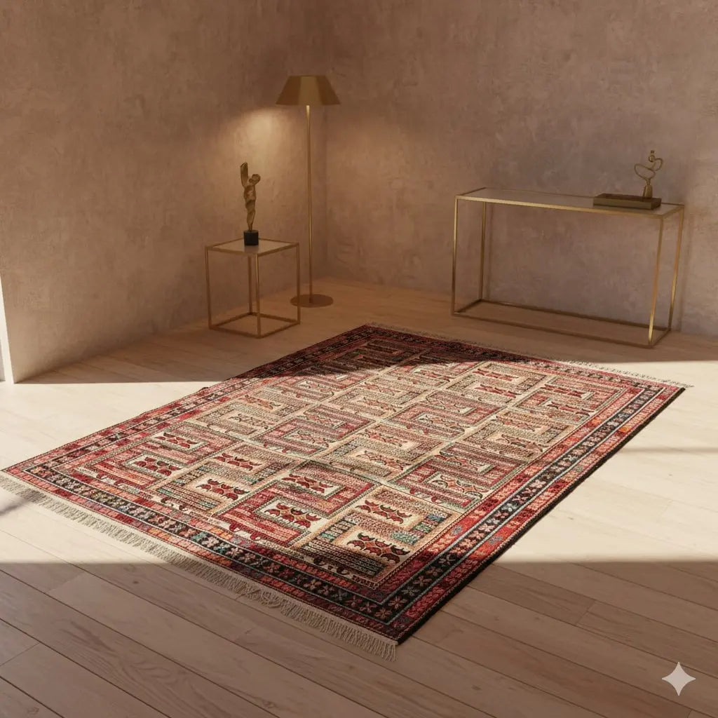 Antique Asian Carpet Cotton Extra-Thin Knot Handmade 75 x 51 In - 75 x 51 In | Antiques | Carpets