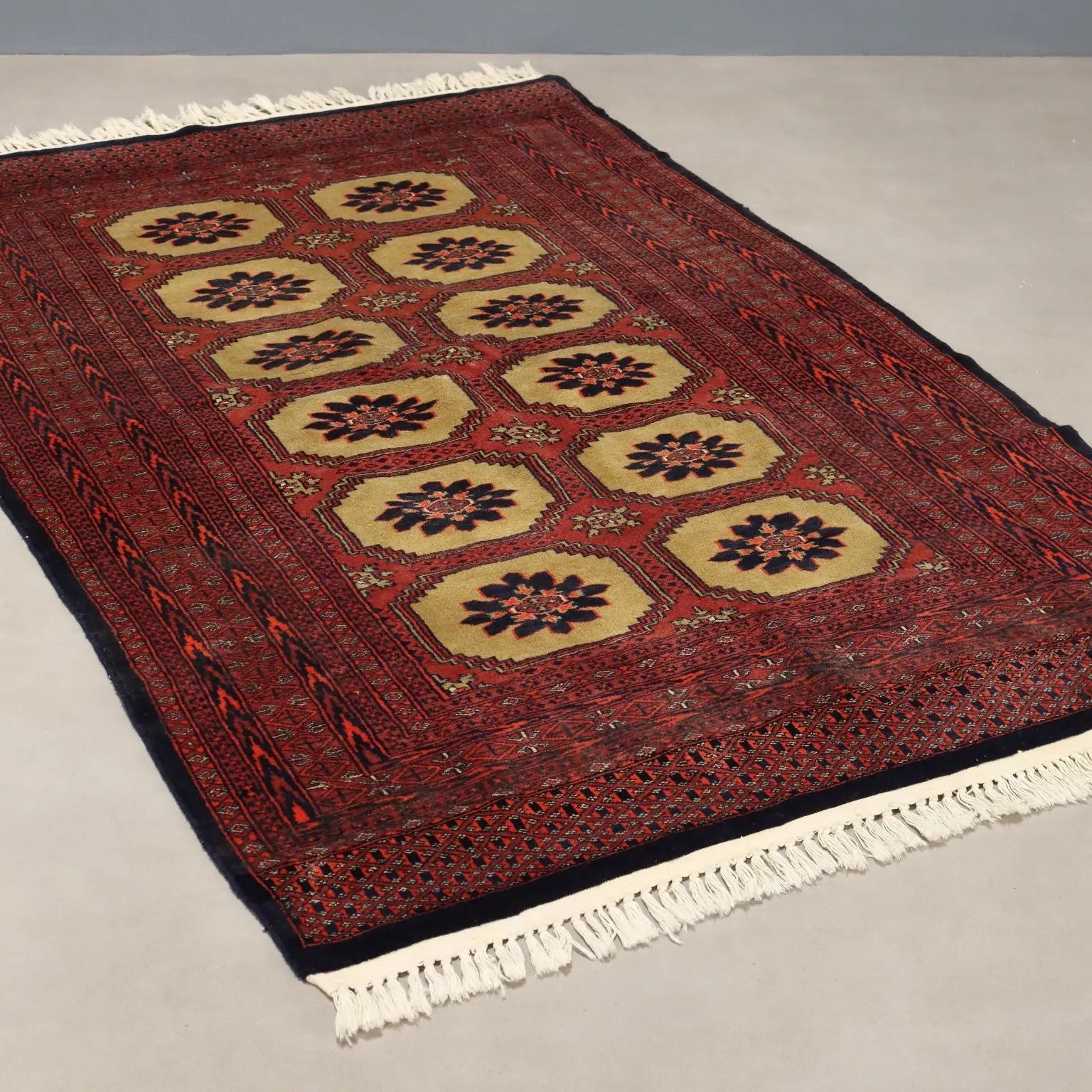 Antique Bukhara Carpet Cotton Wool Thin Knot Pakistan 76 x 49 In - 76 x 49 In | Antiques | Carpets