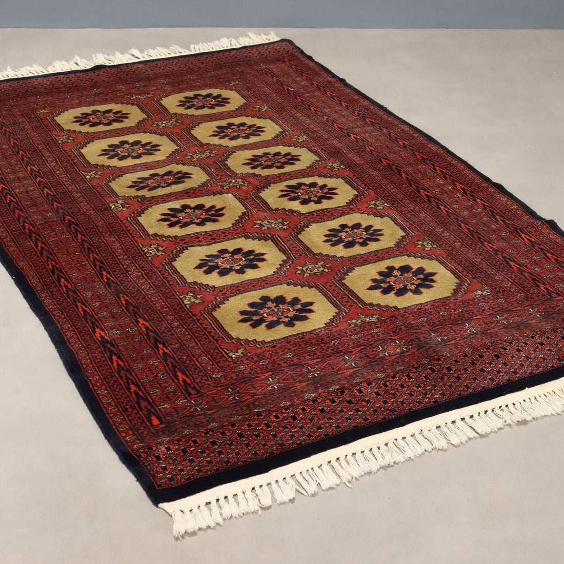 Antique Bukhara Carpet Cotton Wool Thin Knot Pakistan 76 x 49 In - 76 x 49 In | Antiques | Carpets