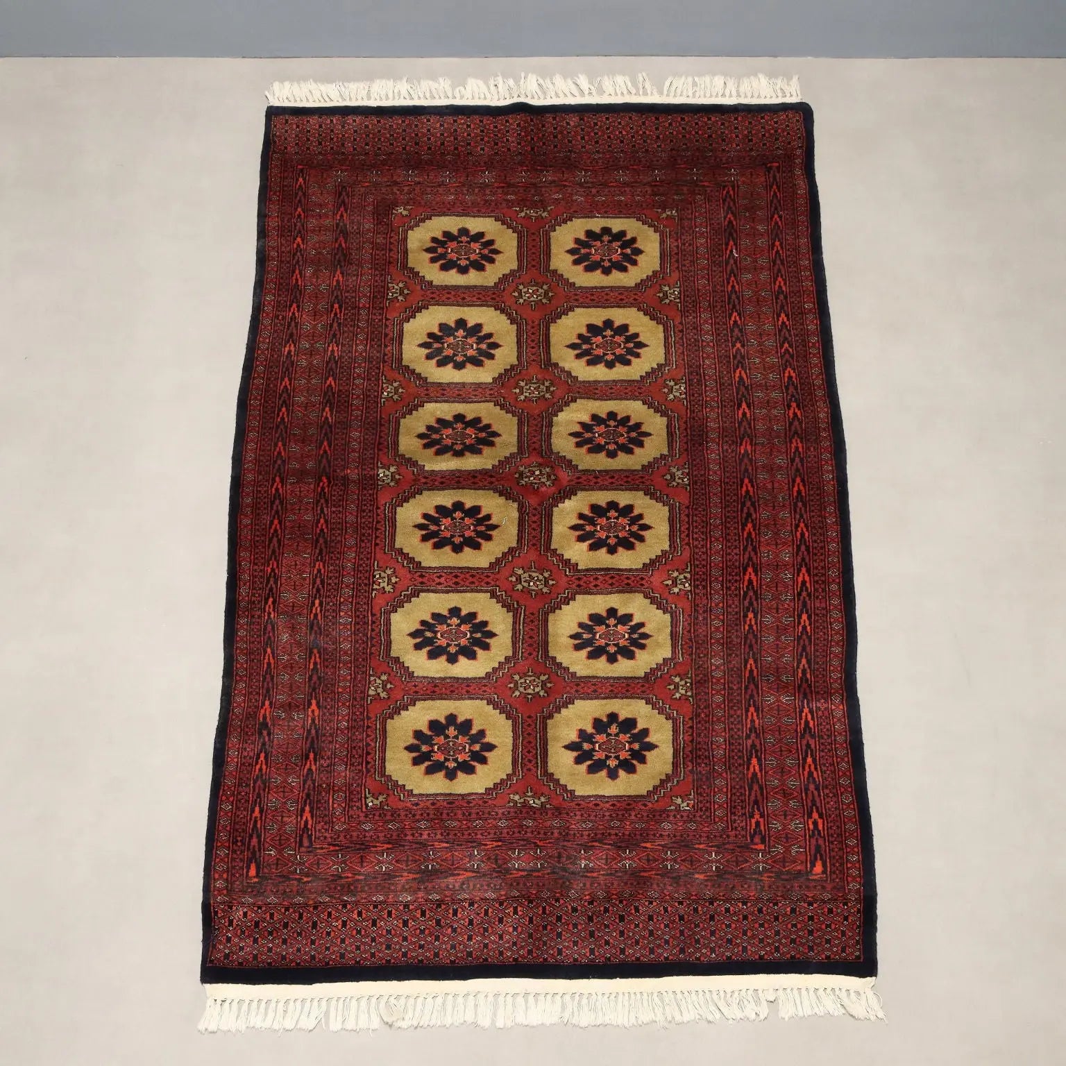 Antique Bukhara Carpet Cotton Wool Thin Knot Pakistan 76 x 49 In - 76 x 49 In | Antiques | Carpets