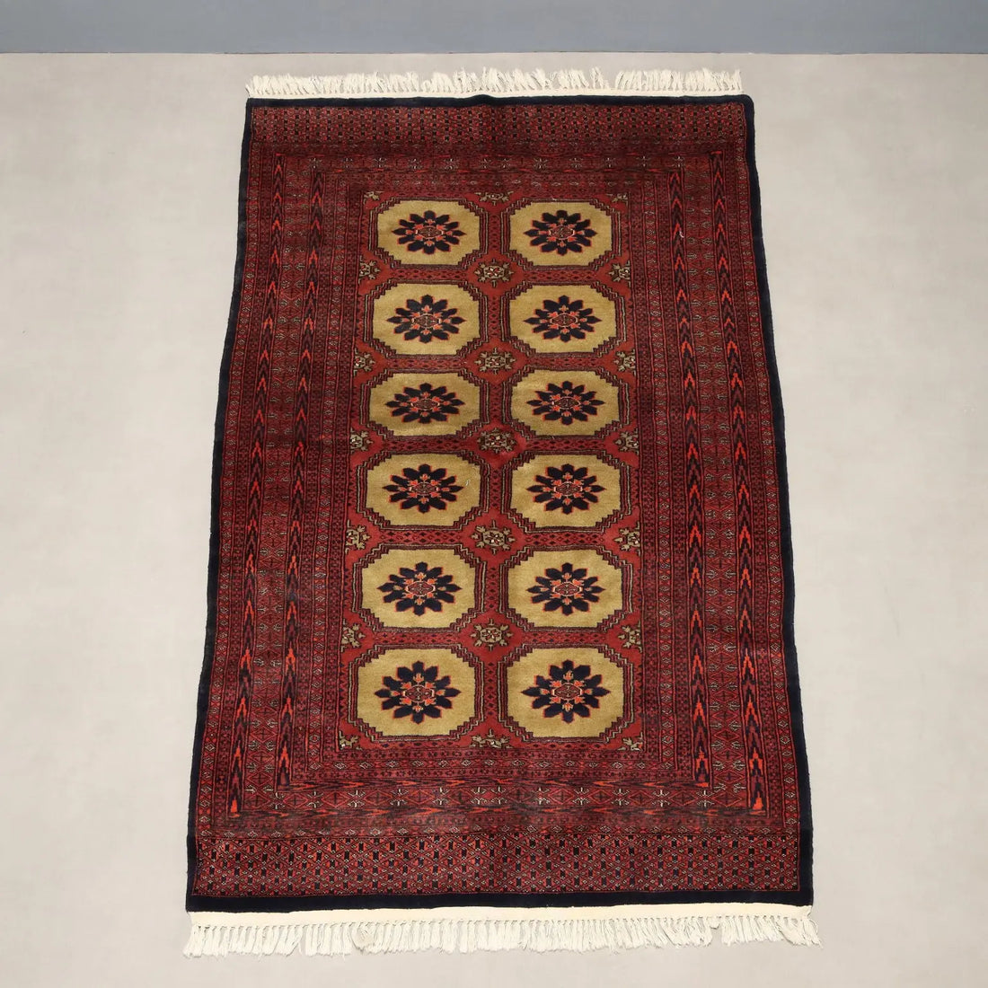 Antique Bukhara Carpet Cotton Wool Thin Knot Pakistan 76 x 49 In - 76 x 49 In | Antiques | Carpets