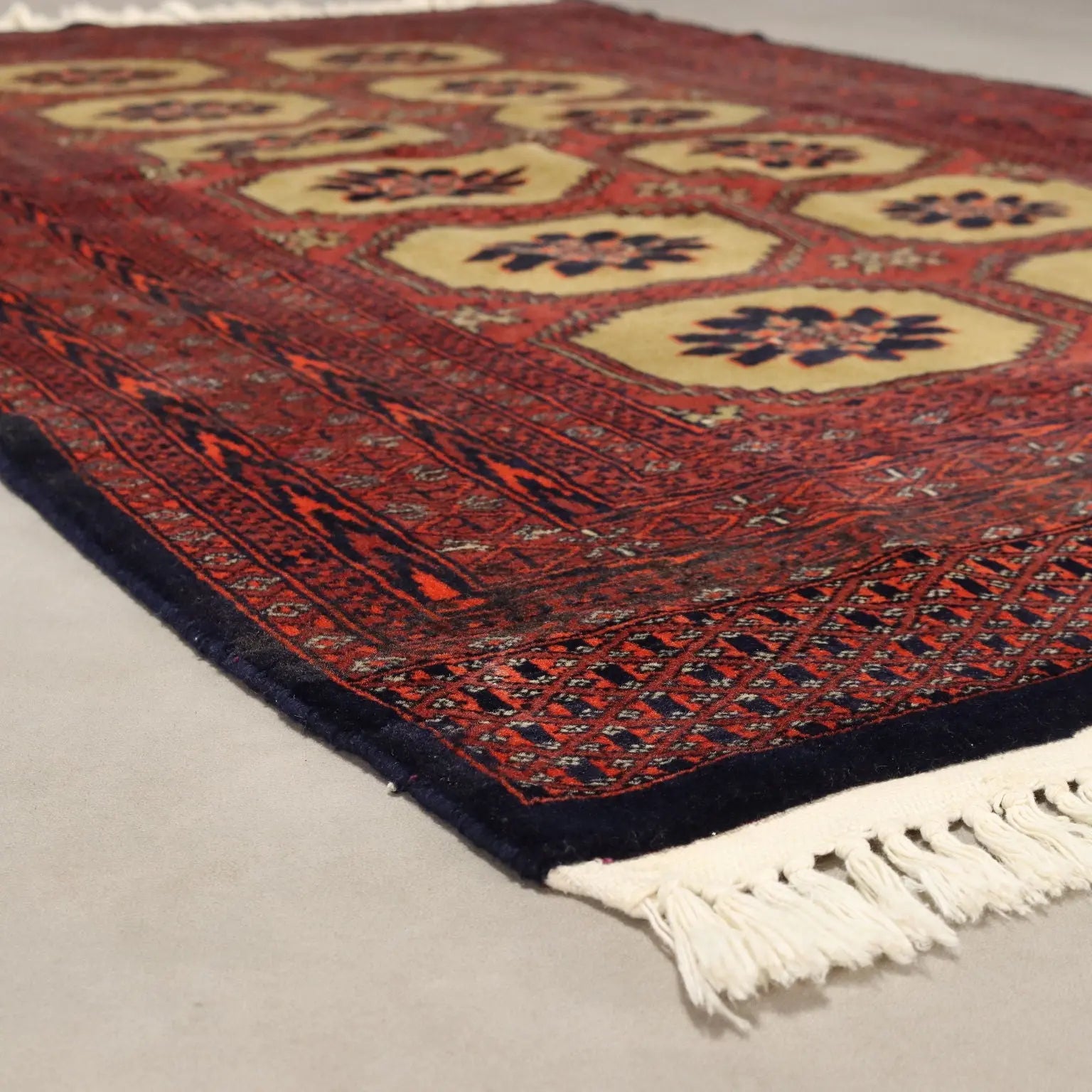 Antique Bukhara Carpet Cotton Wool Thin Knot Pakistan 76 x 49 In - 76 x 49 In | Antiques | Carpets
