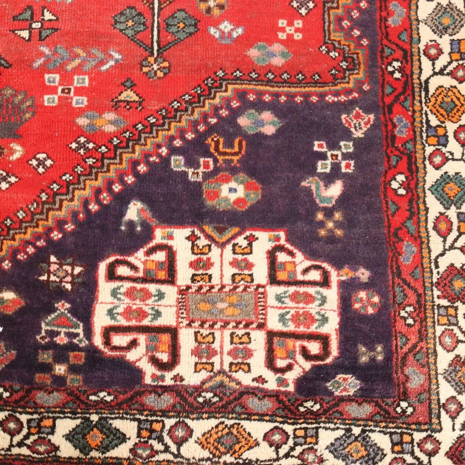 Antique Asian Carpet Cotton Wool Heavy Knot 117 x 80 In - 117 x 80 In | Antiques | Carpets