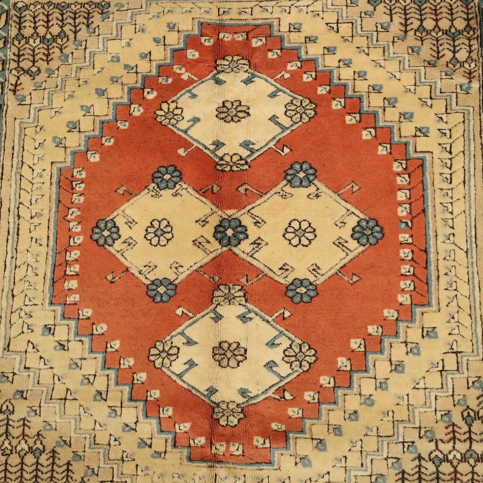 Antique Kars Carpet Cotton Wool Heavy Knot Handmade 102 x 100 In - 102 x 100 In | Antiques | Carpets