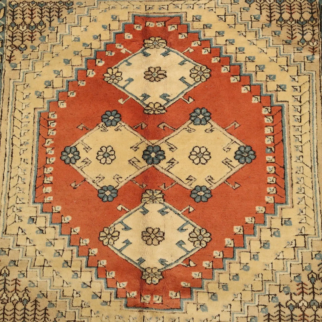Antique Kars Carpet Cotton Wool Heavy Knot Handmade 102 x 100 In - 102 x 100 In | Antiques | Carpets