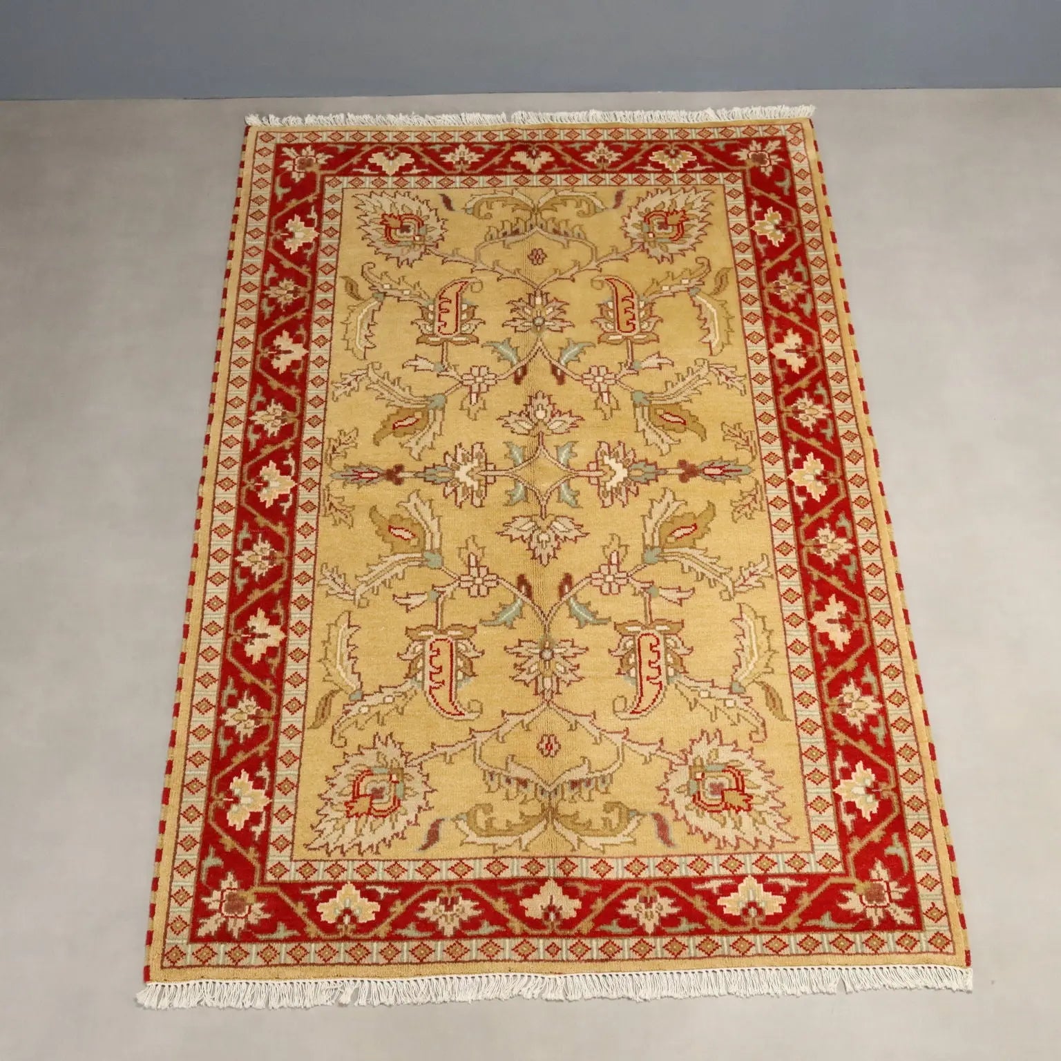 Antique Ziegler Carpet Cotton Heavy Knot India 88 x 59 In - 88 x 59 In | Antiques | Carpets