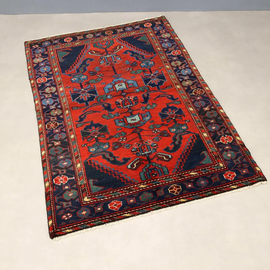 Antique Asian Carpet Wool Thin Knot Handmade 57 x 40 In - 57 x 40 In | Antiques | Carpets