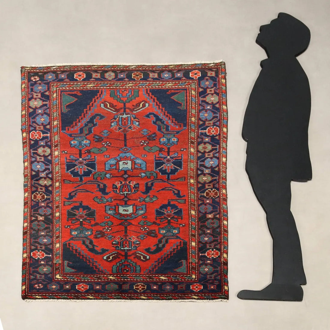 Antique Asian Carpet Wool Thin Knot Handmade 57 x 40 In - 57 x 40 In | Antiques | Carpets