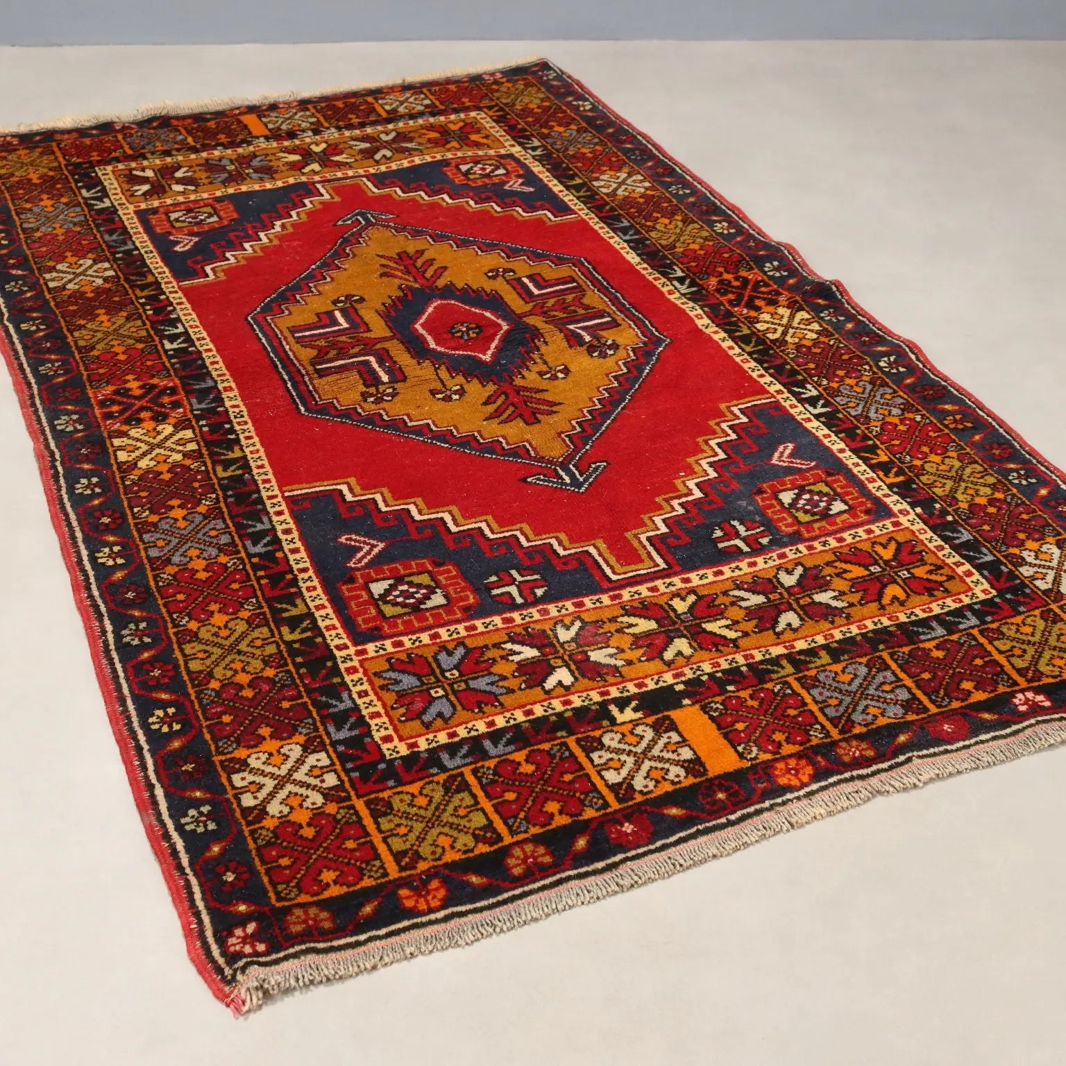 Antique Jorun Carpet Cotton Wool Thin Knot Turkey 75 x 46 In - 75 x 46 In | Antiques | Carpets