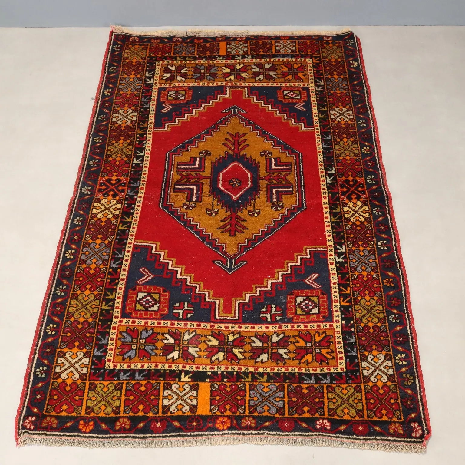 Antique Jorun Carpet Cotton Wool Thin Knot Turkey 75 x 46 In - 75 x 46 In | Antiques | Carpets