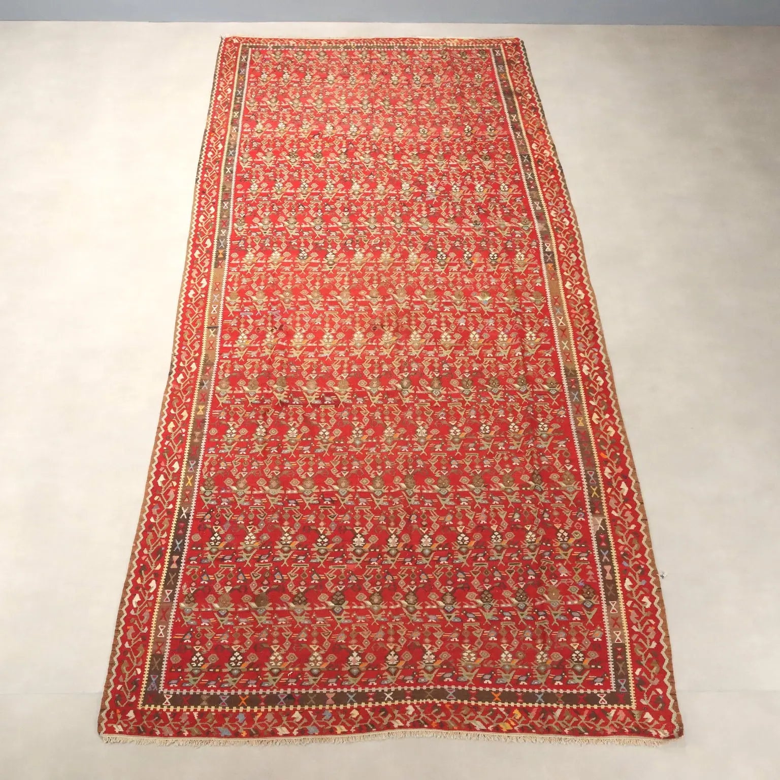 Antique Kilim Carpet Wool Extra-Thin Knot Turkey 157 x 52 In - 157 x 52 In | Antiques | Carpets