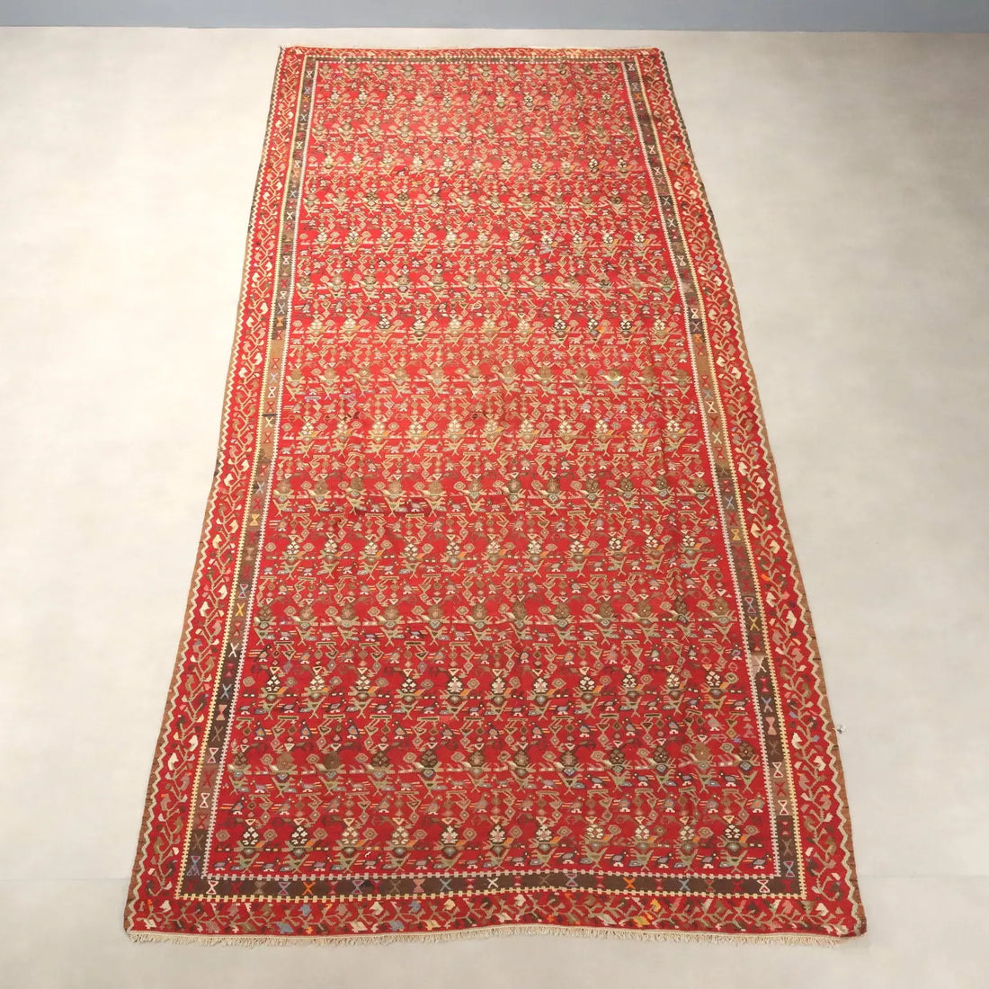 Antique Kilim Carpet Wool Extra-Thin Knot Turkey 157 x 52 In - 157 x 52 In | Antiques | Carpets