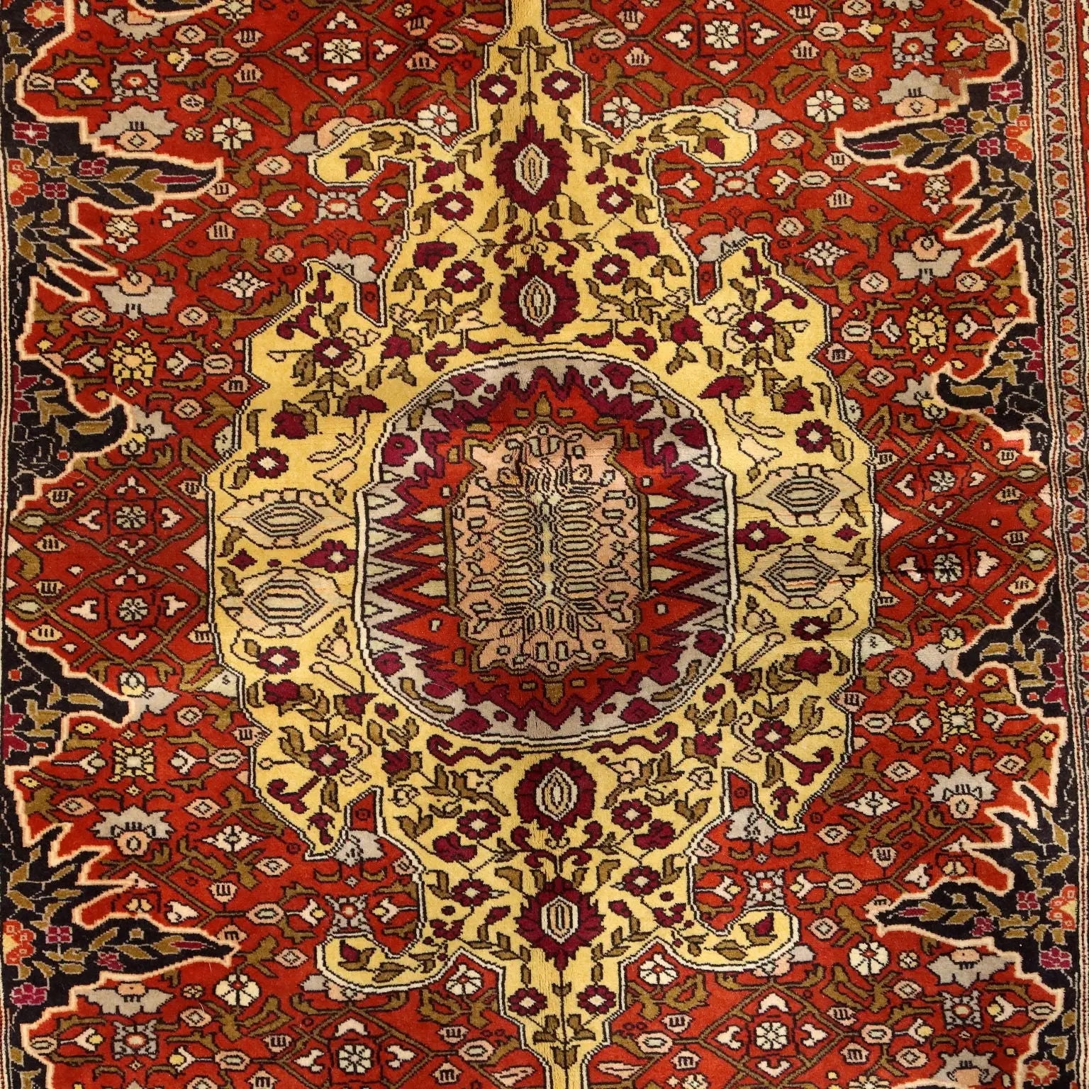 Antique Asian Carpet Cotton Wool Silk Thin Knot 75 x 52 In - 75 x 52 In | Antiques | Carpets