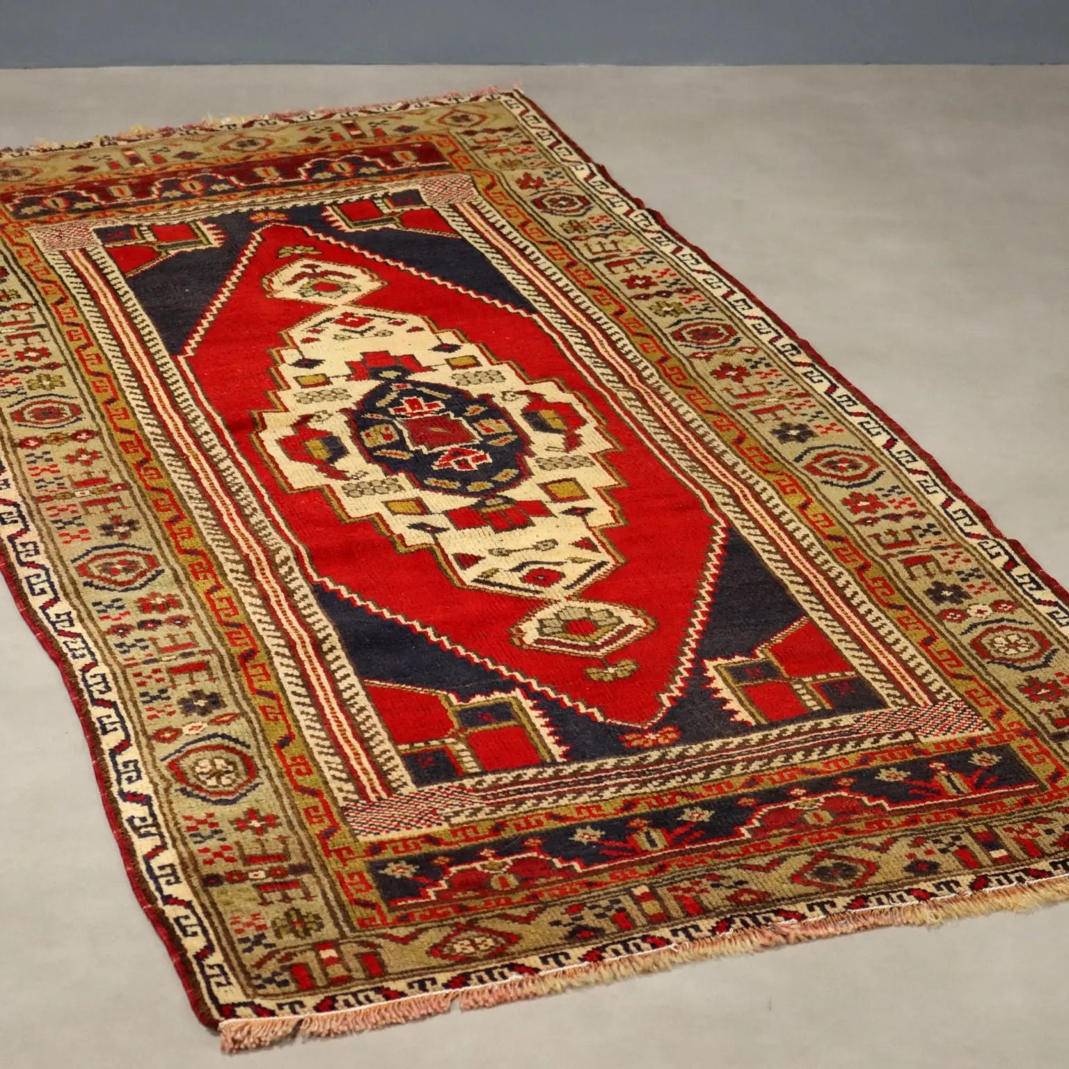 Antique Ismirne Carpet Wool Thin Knot Handmade Turkey 68 x 35 In - 68 x 35 In | Antiques | Carpets