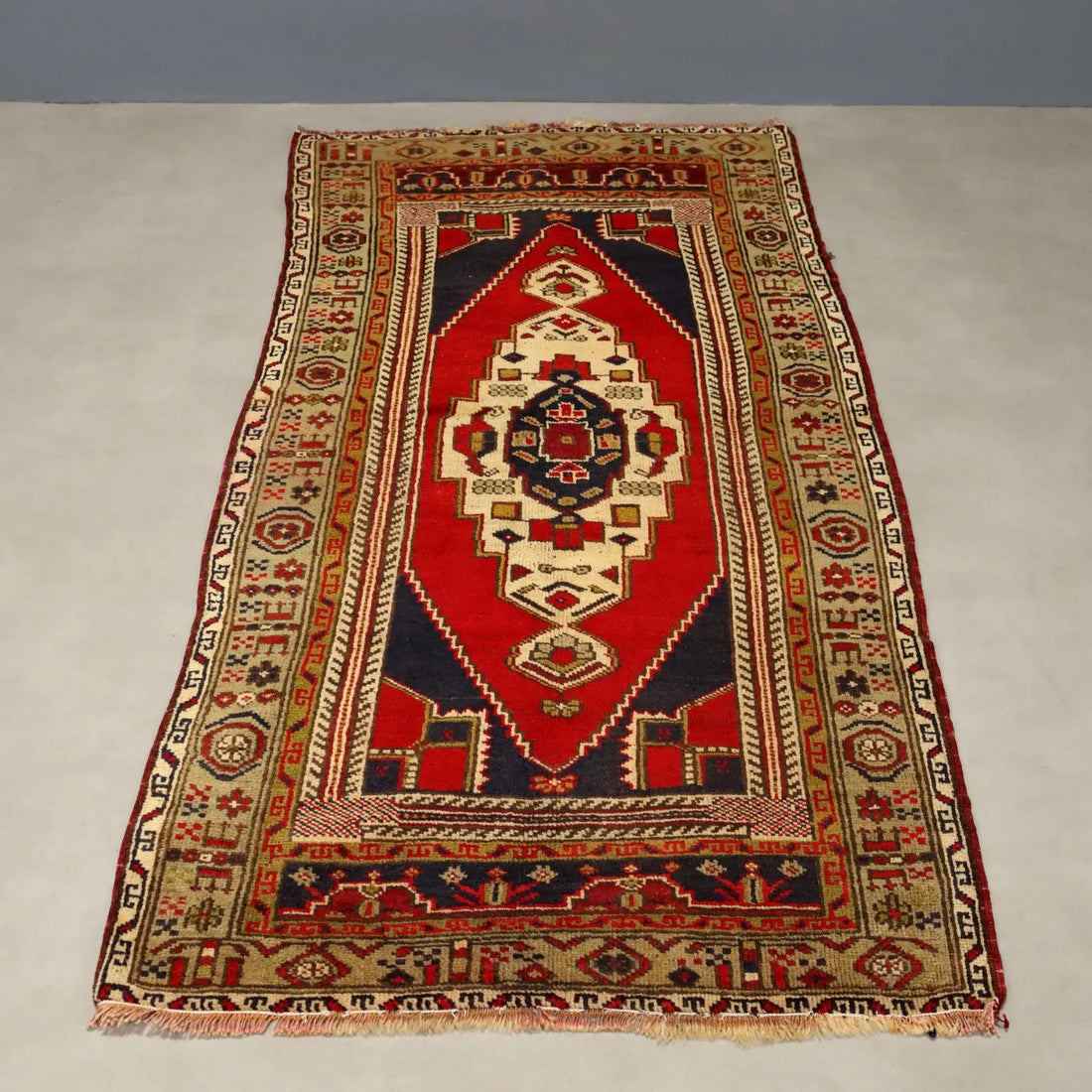 Antique Ismirne Carpet Wool Thin Knot Handmade Turkey 68 x 35 In - 68 x 35 In | Antiques | Carpets