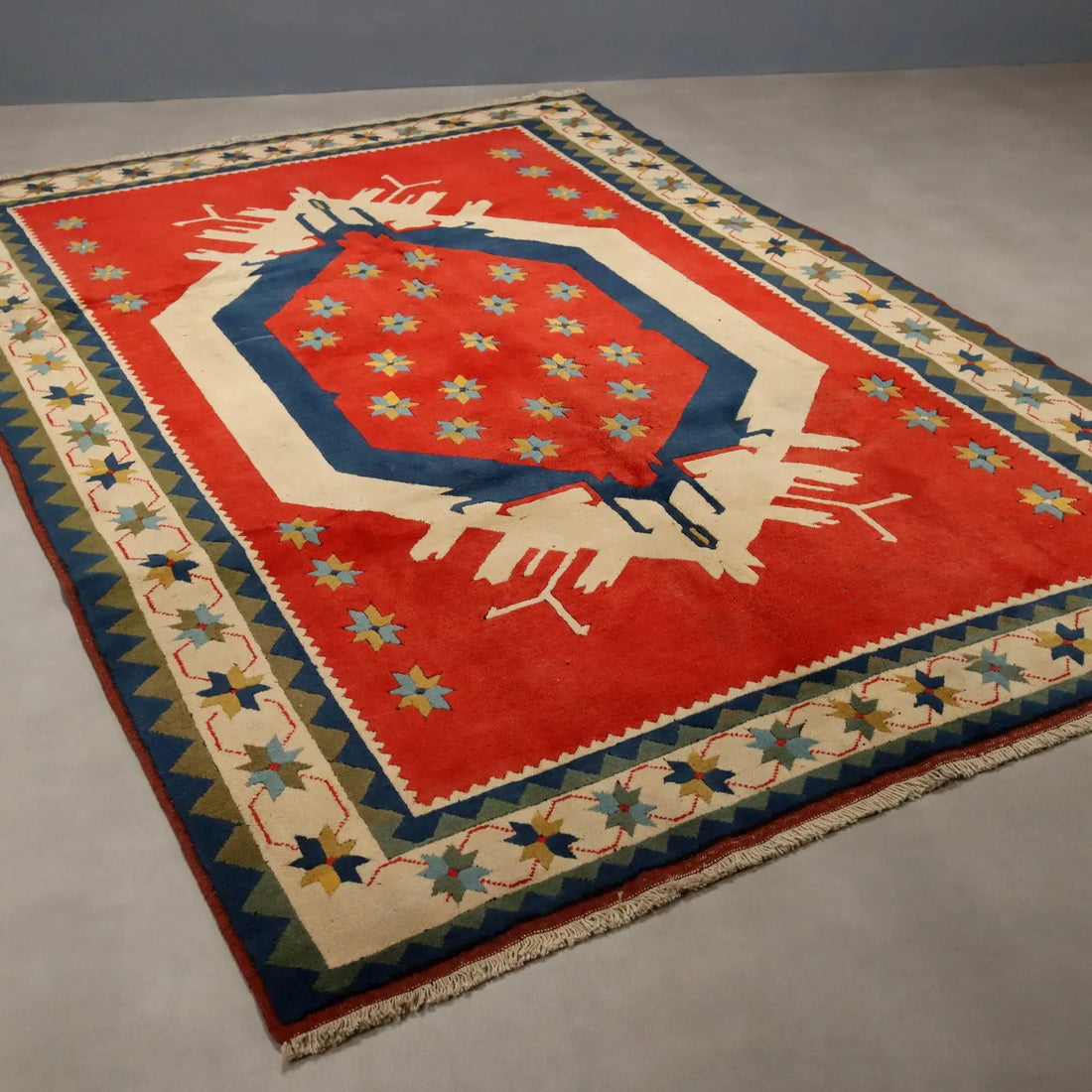 Antique Kars Carpet Wool Heavy Knot Handmade 99 x 77 In - 99 x 77 In | Antiques | Carpets