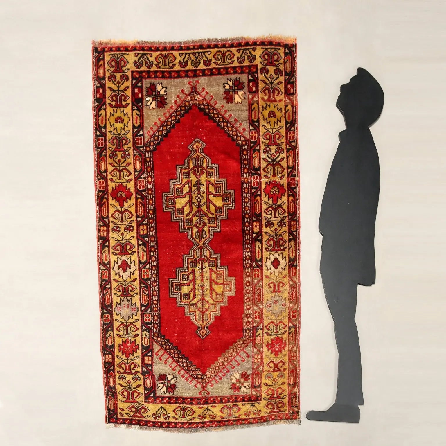 Antique Anatolian Carpet Cotton Wool Heavy Knot 75 x 46 In